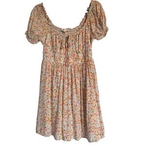 Cottagecore Feminine Coco + Jaimeson Floral Peasant Mini Dress Puff Sleeve Sz M